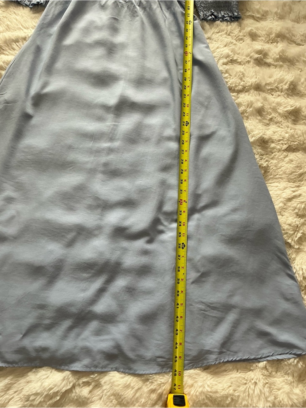Off-Shoulder Smocked Midi Dress in Light Blue - Picture 6 of 7